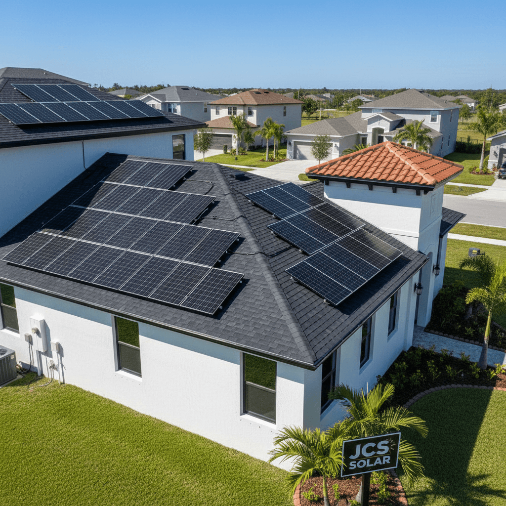 Solar panels installed on a Florida home roof