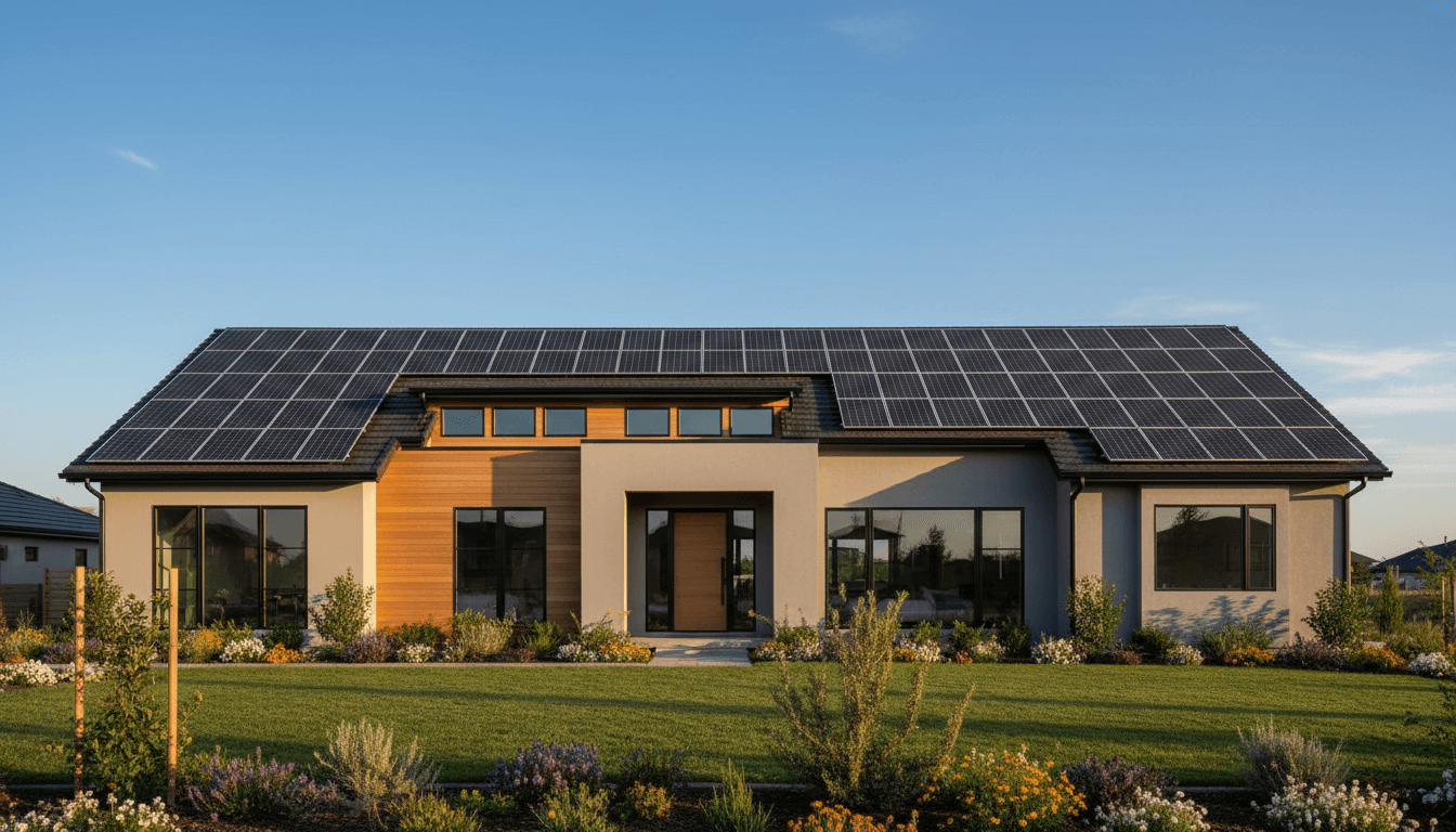 Solar panels on a Florida home roof under a bright blue sky